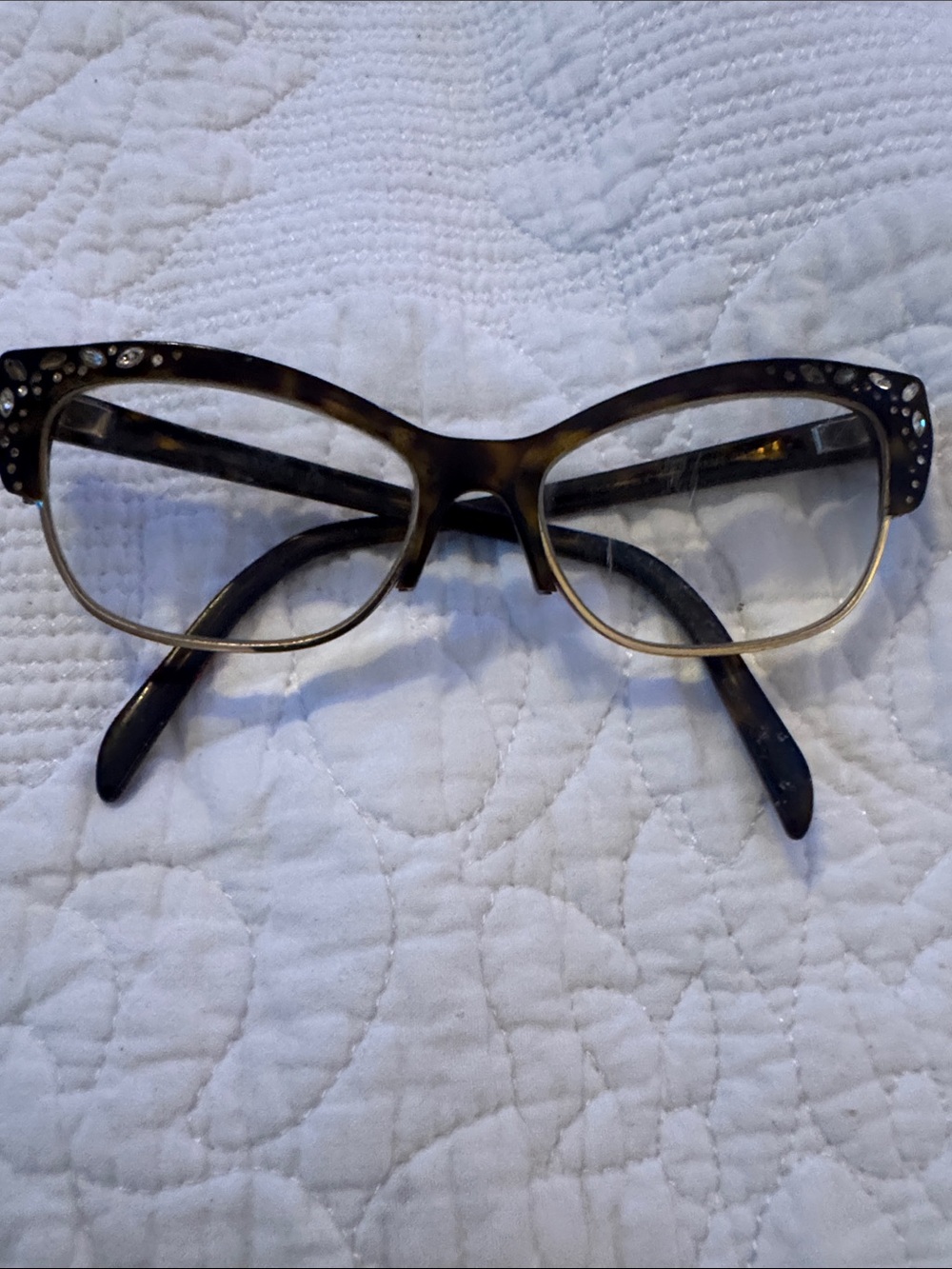 CAVIAR Tortoiseshell Cat-Eye Reading Glasses with Rhinestone Accents